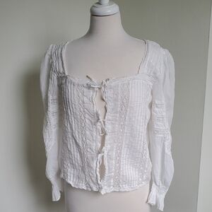 EUC Revolve Boho Cotton Blouse in Pure White Sz L